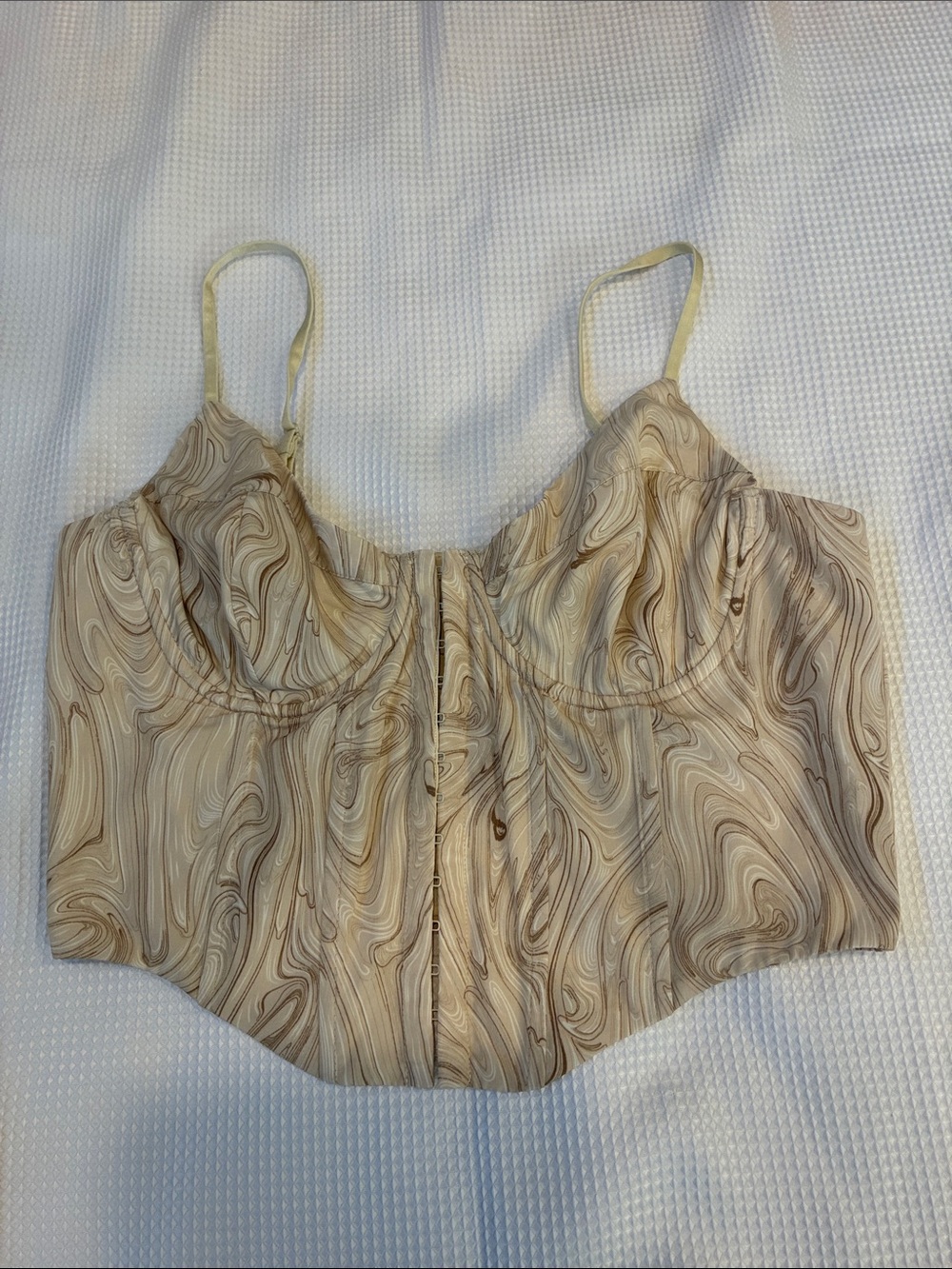 NWOT Swirled Bustier Top - Beige Marble Print beautiful cottagecore ballet core